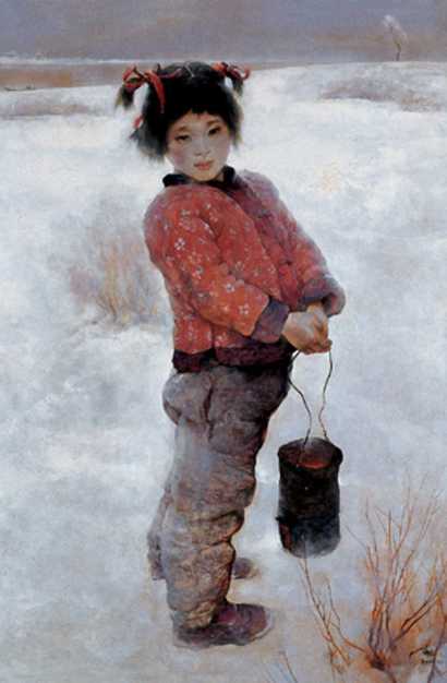 刘德润 2002年作 提暖手炉的小女孩
